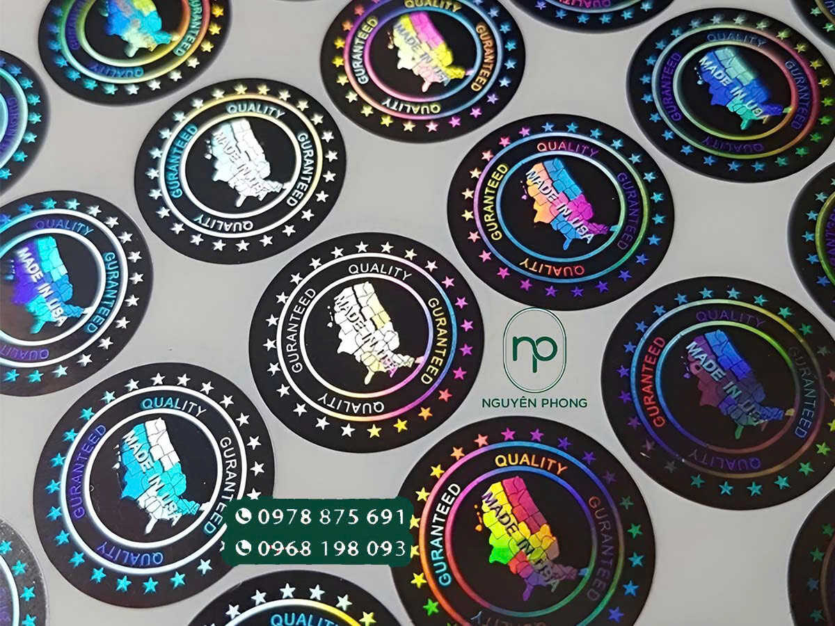 Tem 7 màu chống hàng giả thiết kế có logo ấn tượng